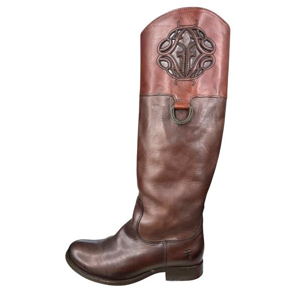 Frye Women’s Melissa D Ring Brown Logo Leather Riding Boot Size US 6.5 B - Picture 3 of 12